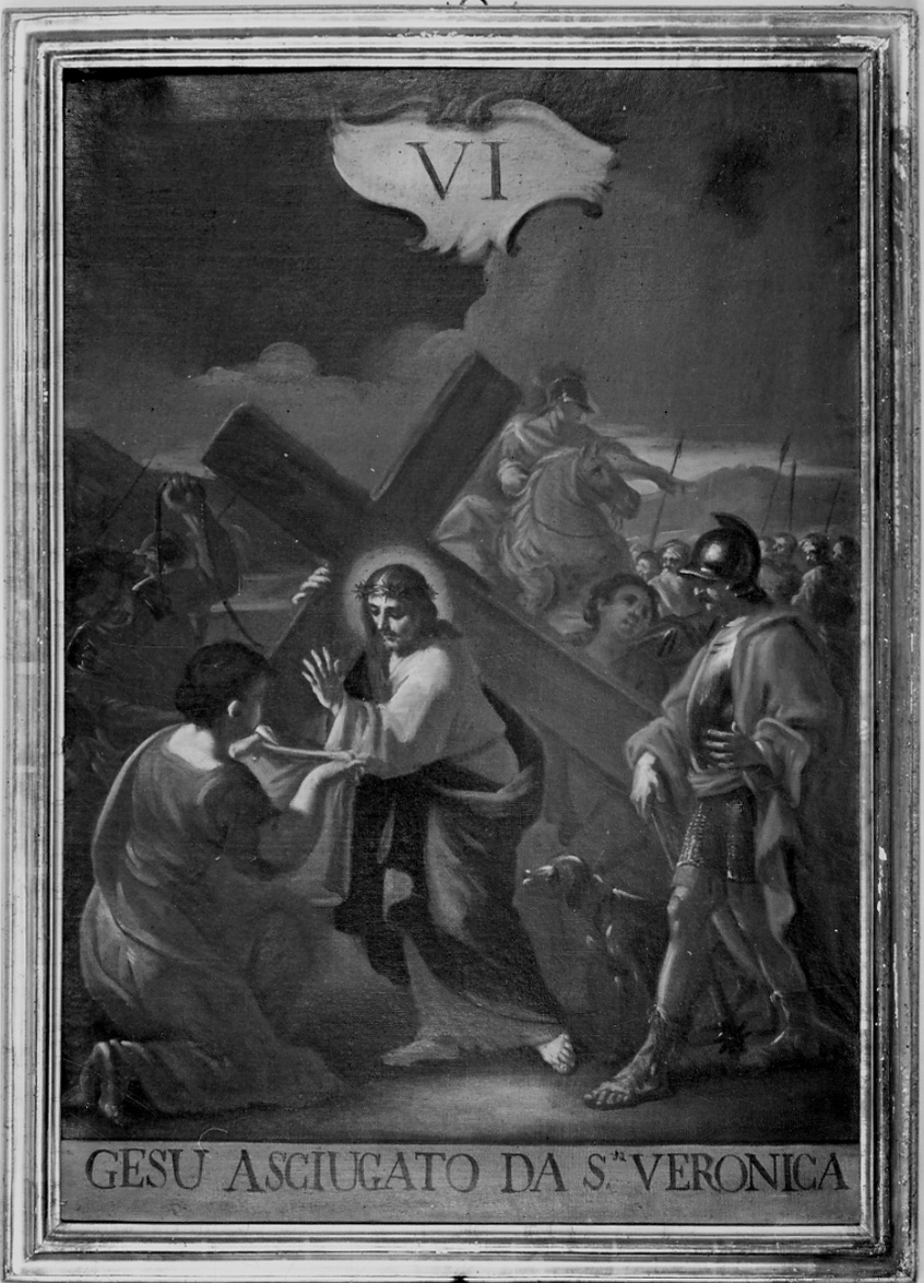 stazione VI: Gesù asciugato dalla Veronica (dipinto, elemento d'insieme) - ambito piemontese (terzo quarto sec. XVIII)