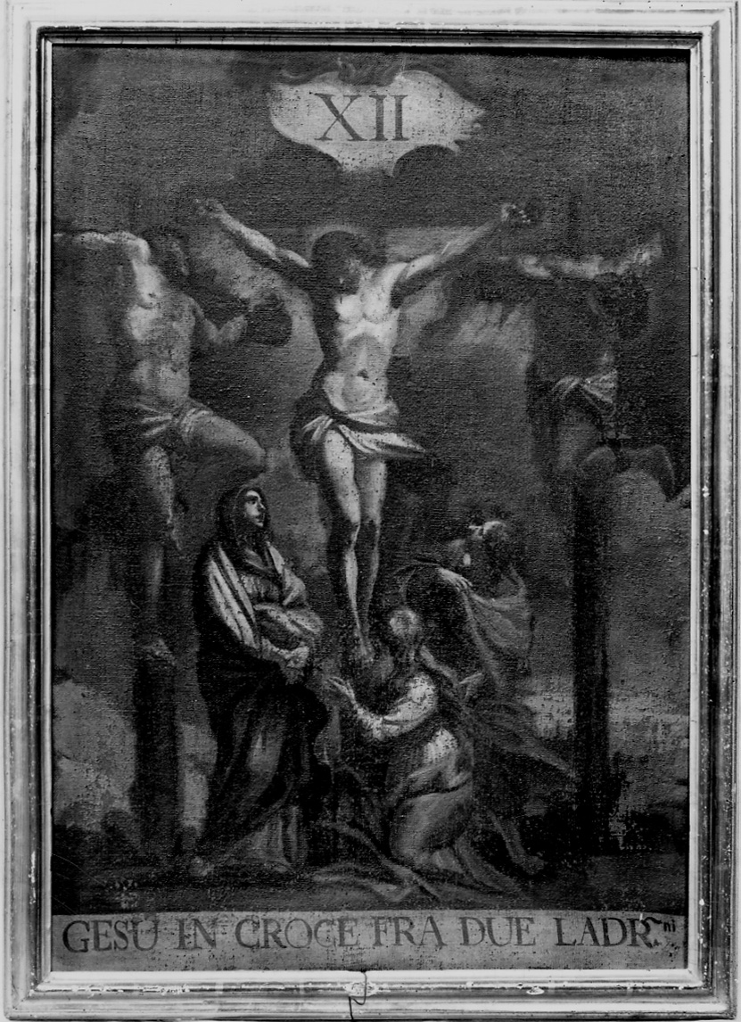 stazione XII: Gesù innalzato e morto in croce (dipinto, elemento d'insieme) - ambito piemontese (terzo quarto sec. XVIII)