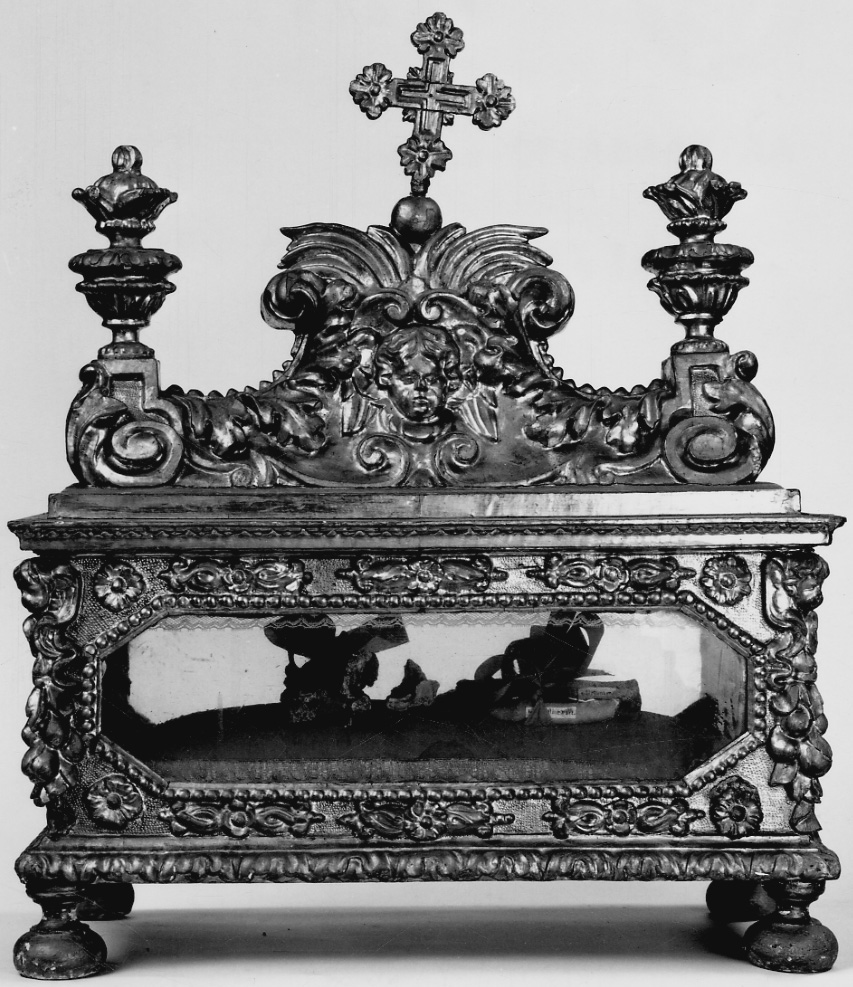 reliquiario a teca - a urna, opera isolata - bottega lombarda (terzo quarto sec. XVII)