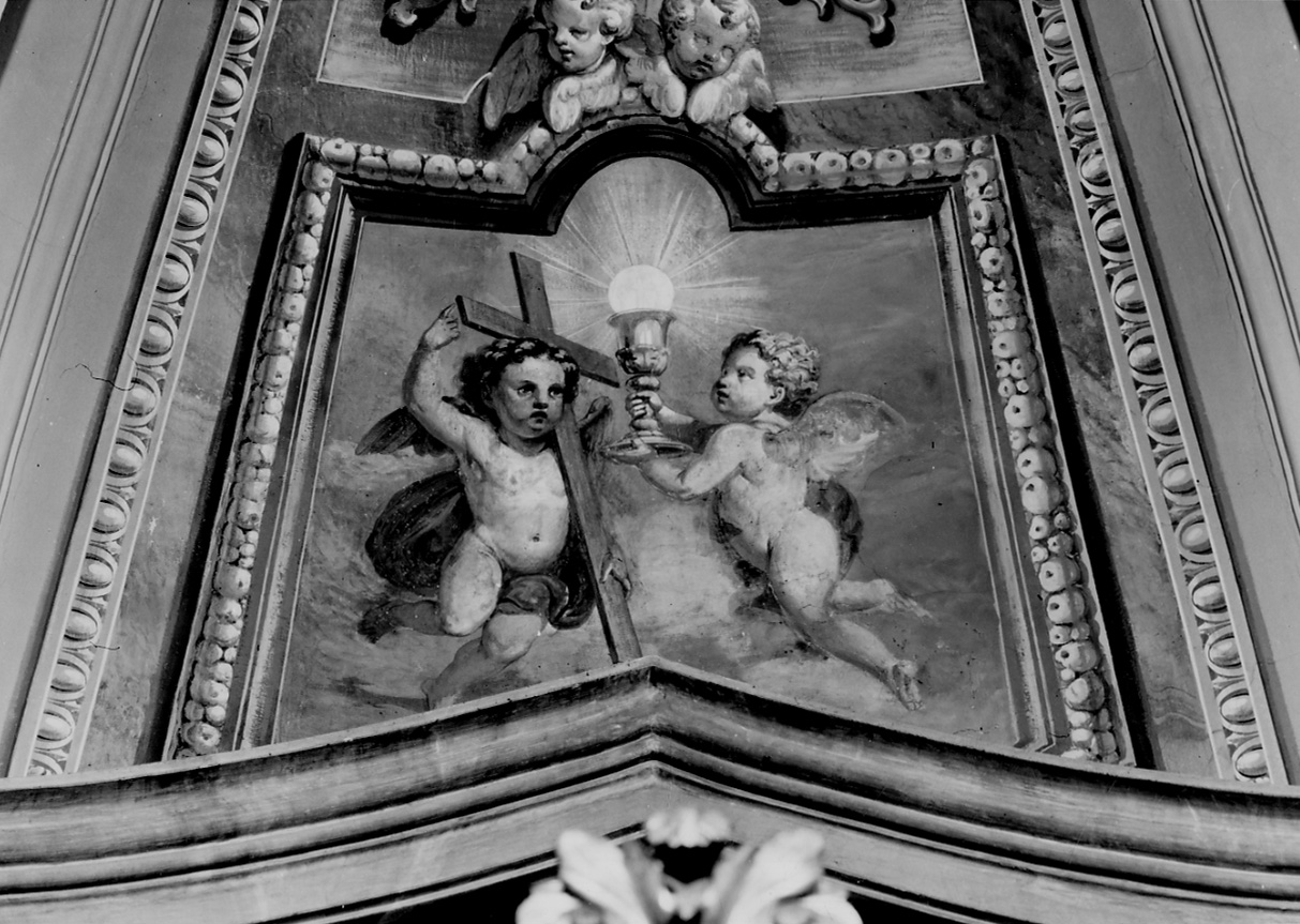 angeli con oggetti liturgici (decorazione pittorica, elemento d'insieme) di Verulfo Luigi (metà sec. XIX)