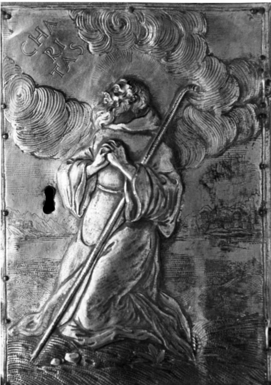 San Francesco di Paola orante (sportello di tabernacolo, elemento d'insieme) di Carlone Giuseppe Maria, Carlone Giovanni Domenico, Amedeo di Castellamonte (ultimo quarto sec. XVII)