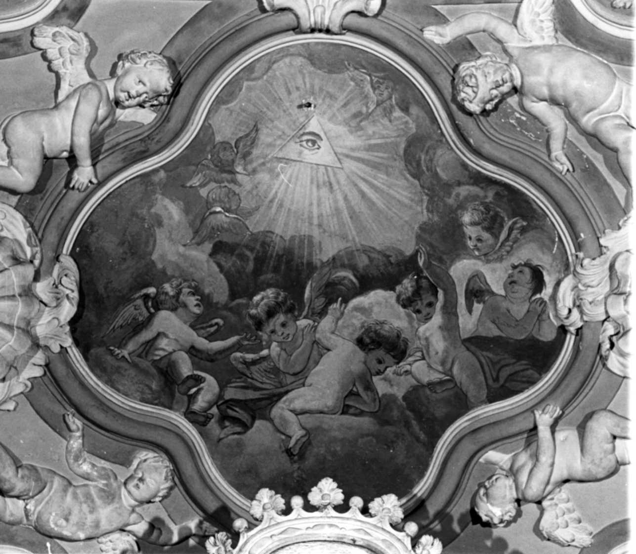 occhio divino e angeli (dipinto, elemento d'insieme) - ambito piemontese (sec. XIX)