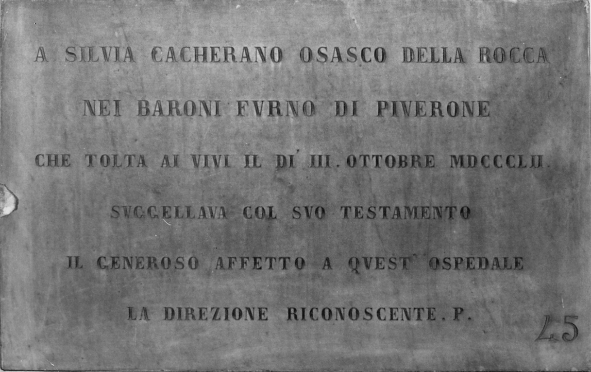 lapide commemorativa, opera isolata - bottega piemontese (metà sec. XIX)