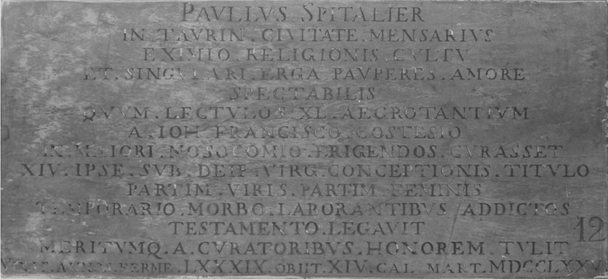 lapide commemorativa, opera isolata - bottega piemontese (ultimo quarto sec. XVIII)