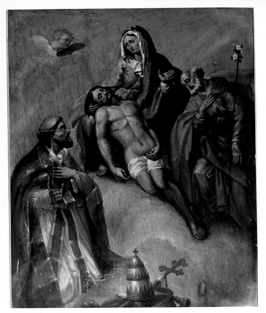 pietà con San Giuseppe e San Sisto (dipinto, opera isolata) - ambito piemontese (sec. XIX)