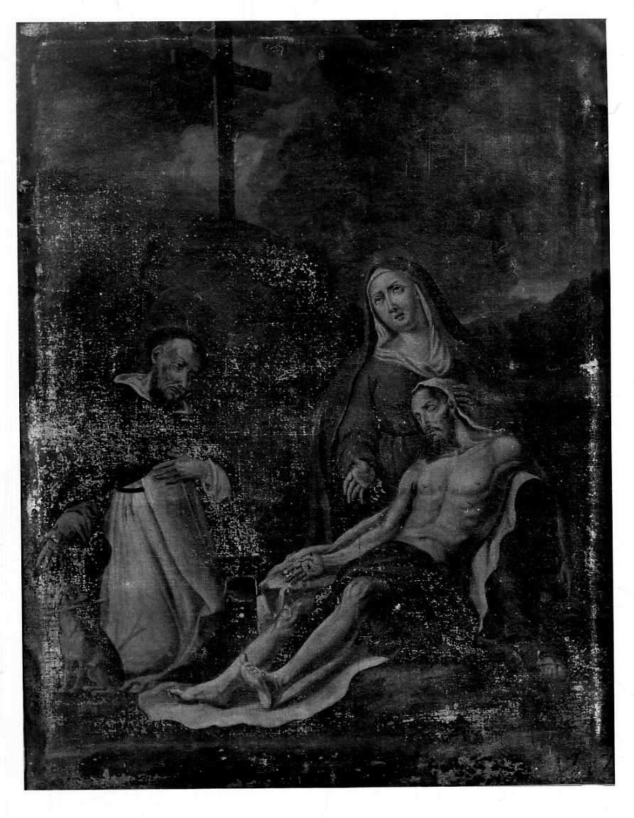 compianto sul Cristo morto con San Domenico (dipinto, opera isolata) - ambito piemontese-delfinale (seconda metà sec. XVII)