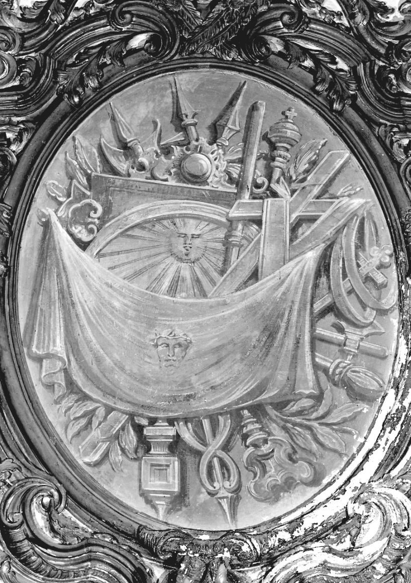 simboli della Chiesa con Sindone (dipinto, complesso decorativo) - ambito piemontese (ultimo quarto sec. XIX)