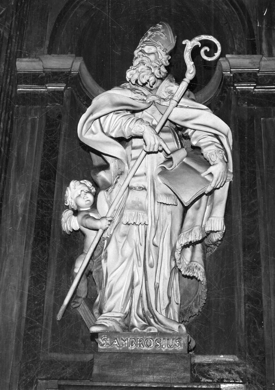 Sant'Ambrogio (statua, opera isolata) di Bollina Giuseppe (terzo quarto sec. XVIII)