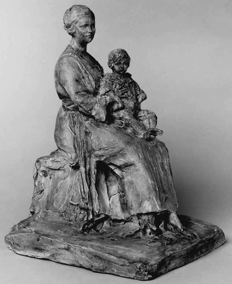 ritratto di donna con bambino (scultura, opera isolata) di Troubetzkoy Paolo (secondo quarto sec. XX)