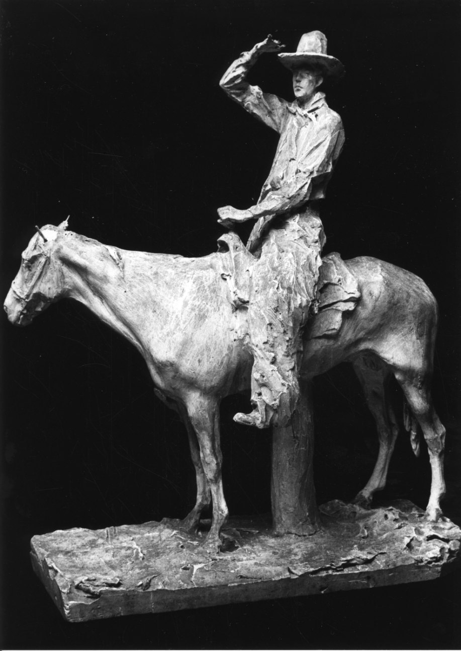 Cow-boy in vedetta, giovane a cavallo (gruppo scultoreo, opera isolata) di Troubetzkoy Paolo (primo quarto sec. XX)