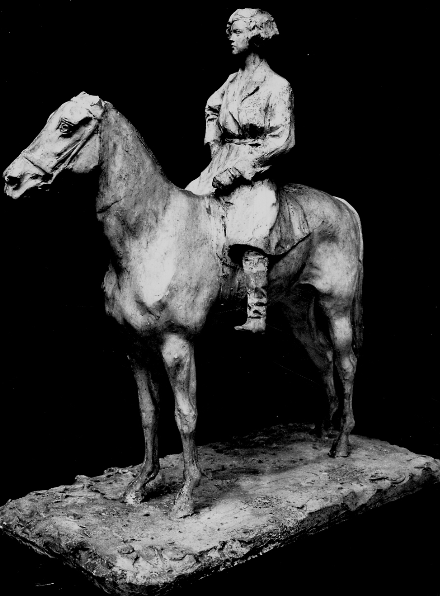 ritratto equestre di Lidia Bugatti (gruppo scultoreo, opera isolata) di Troubetzkoy Paolo (secondo quarto sec. XX)