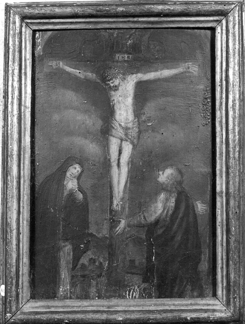 crocifissione di Cristo con la Madonna e San Giovanni Evangelista (dipinto, opera isolata) di Caccia Guglielmo detto Moncalvo (fine/inizio secc. XVI/ XVII)