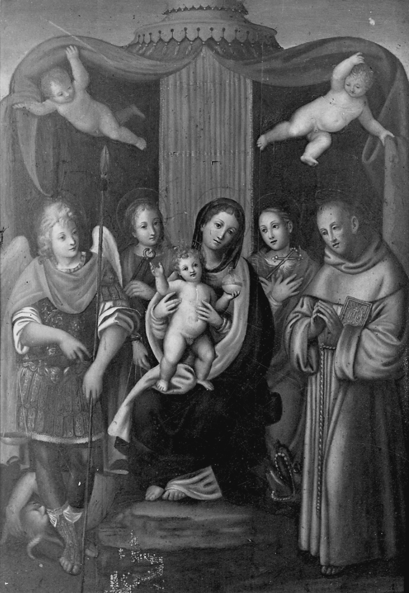 Madonna con Bambino e Santi (dipinto, opera isolata) di Malnate Eusebio (secondo quarto sec. XIX)