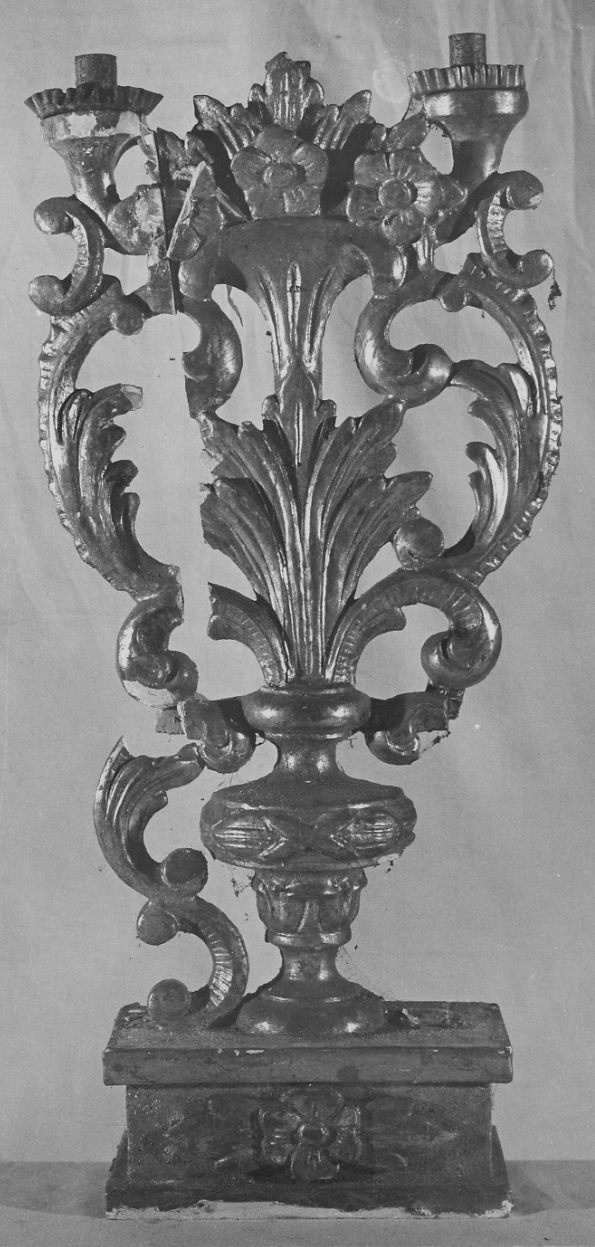 candelabro, opera isolata - bottega vercellese (seconda metà sec. XVIII)