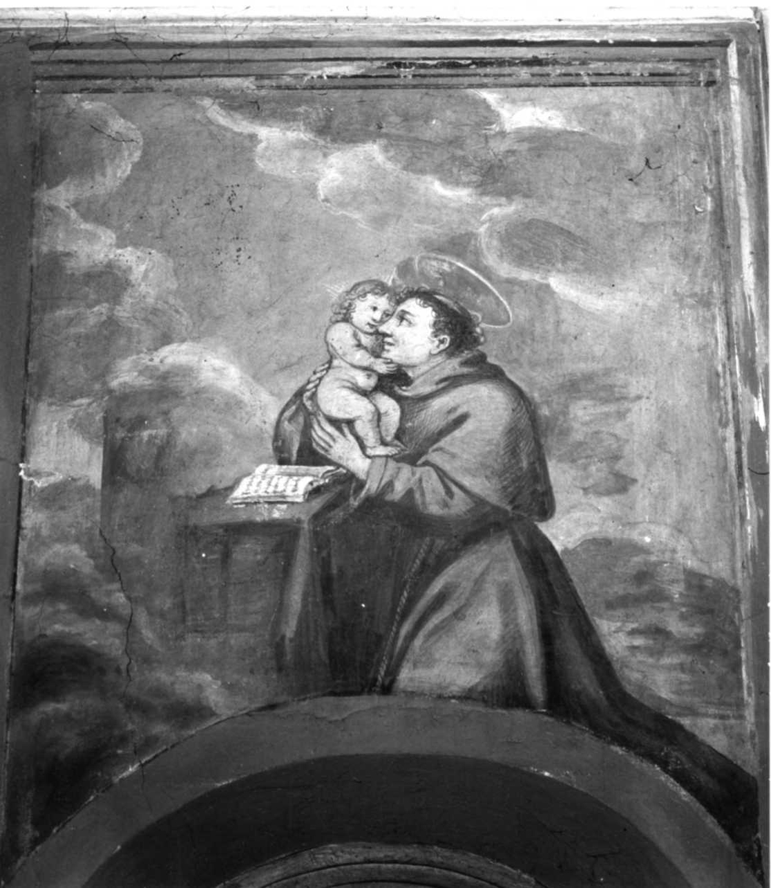 Sant'Antonio da Padova con il bambino (dipinto, elemento d'insieme) - ambito piemontese (metà sec. XVII)