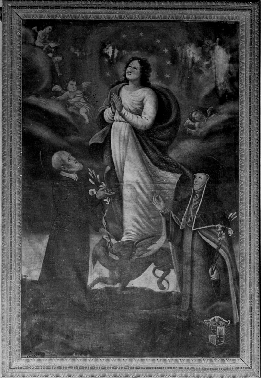 Immacolata Concezione con San Filippo Neri e Santa Maria Maddalena dei Pazzi (pala d'altare, opera isolata) - ambito piemontese (prima metà sec. XVIII)