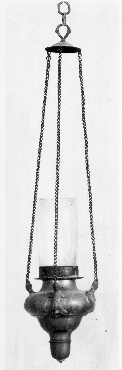 lampada pensile a vaso, opera isolata - bottega vercellese (sec. XVII)