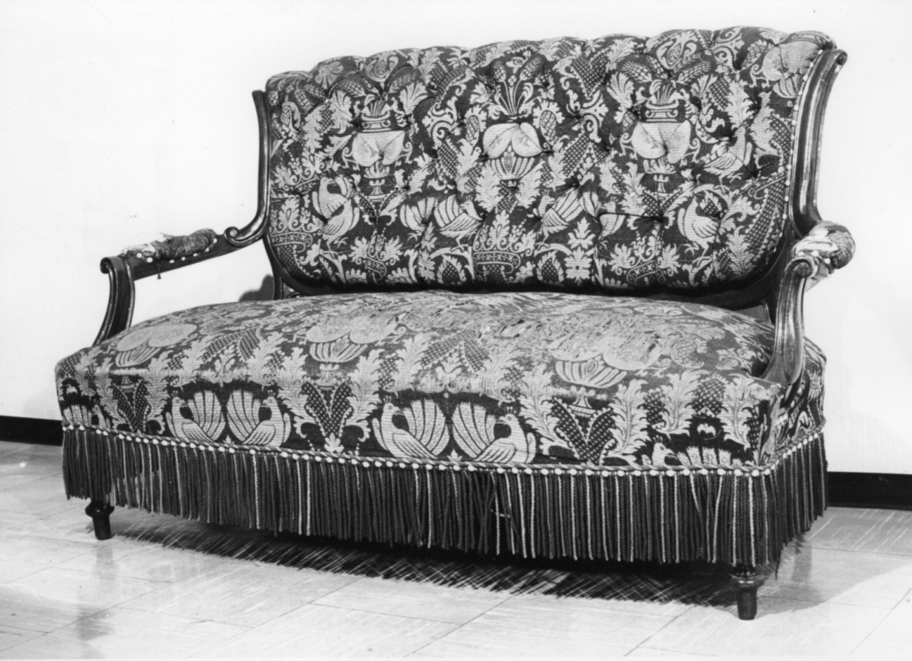divano, elemento d'insieme - bottega piemontese (seconda metà sec. XIX)