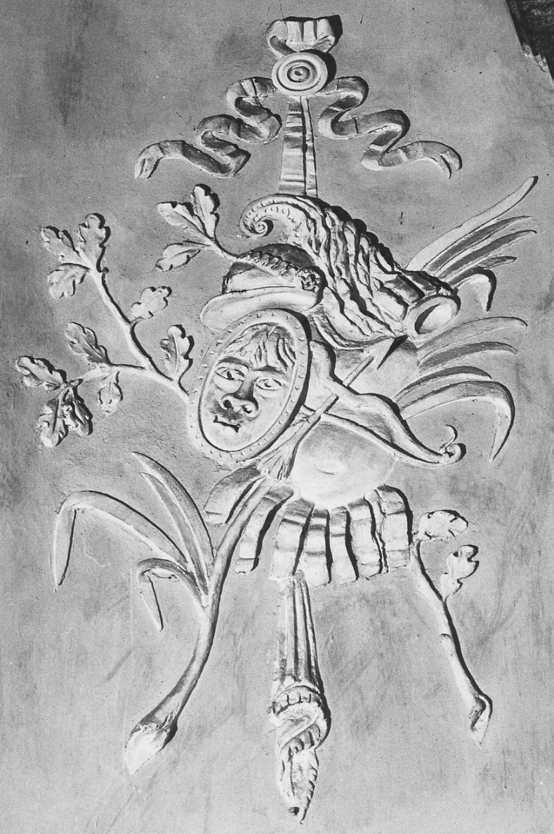 attributi di San Sebastiano (decorazione plastica, serie) di Cattaneo Giosuè (secondo quarto sec. XIX)