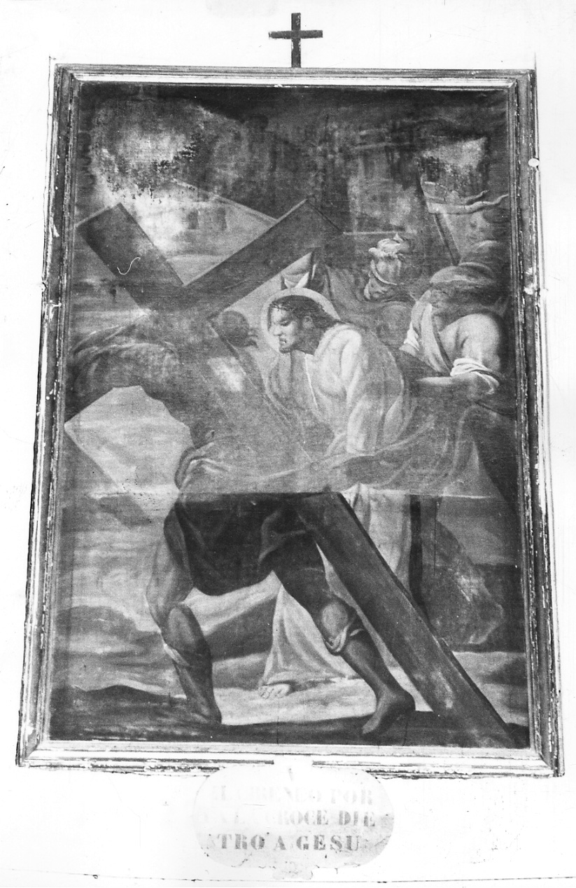 stazione V: Gesù aiutato da Simone il Cireneo a portare la croce (dipinto, elemento d'insieme) - ambito piemontese (sec. XIX)