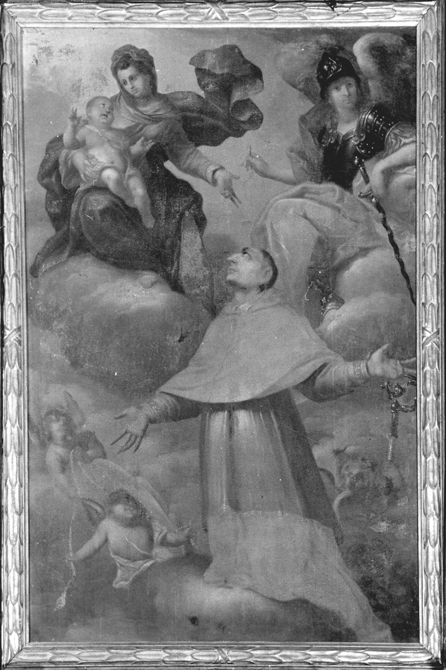San Carlo Borromeo in adorazione della Madonna (dipinto, opera isolata) di Caccia Guglielmo detto Moncalvo (maniera) (prima metà sec. XVII)