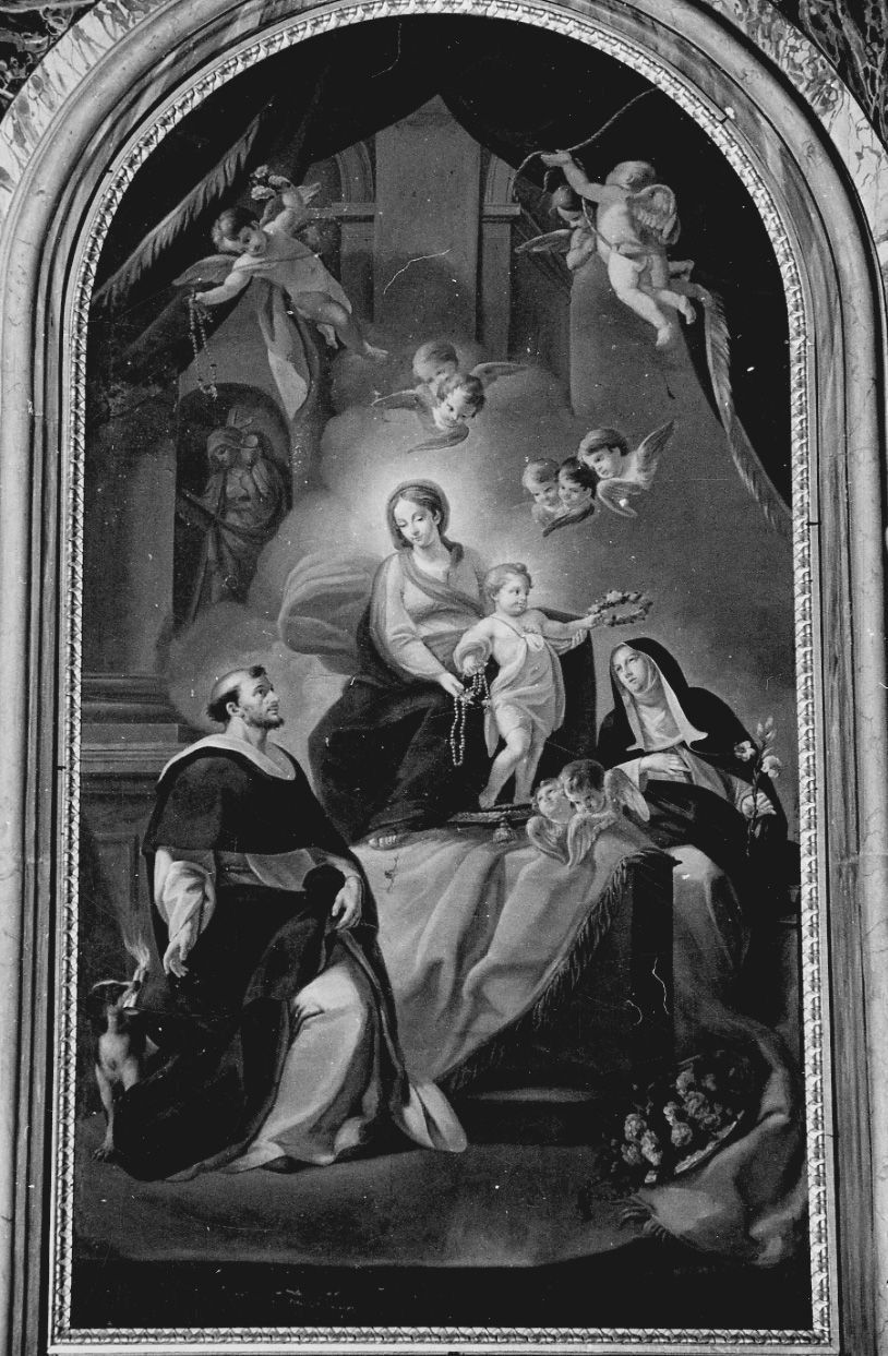 Madonna del Rosario con San Domenico e Santa Caterina da Siena (dipinto, opera isolata) - ambito piemontese (fine sec. XVIII)