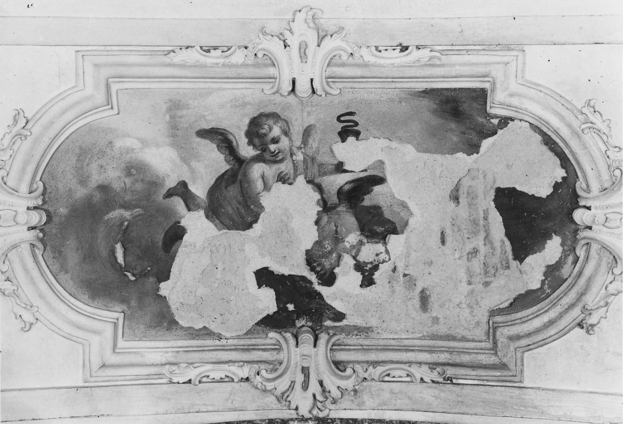 angeli con ghirlande di fiori (dipinto, elemento d'insieme) - ambito lombardo-piemontese (terzo quarto sec. XVIII)