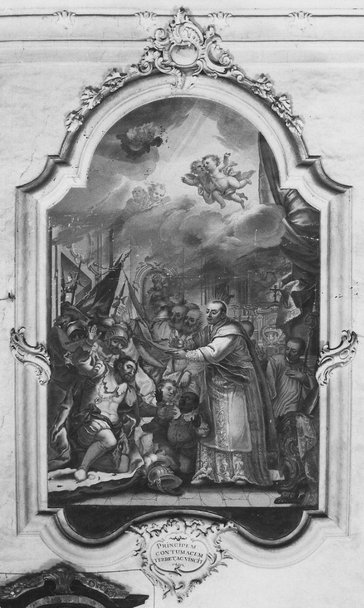 San Bernardo abate converte il duca di Borgogna (dipinto, opera isolata) di Cappia Giuseppe (bottega) (terzo quarto sec. XVIII)