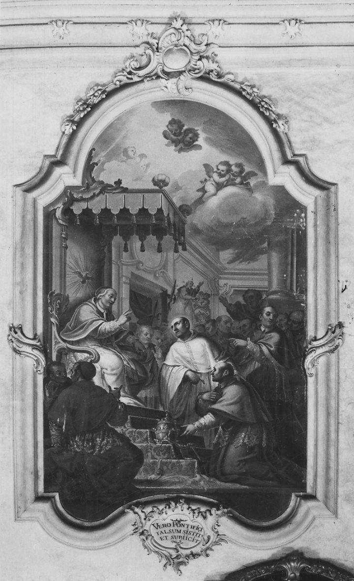 San Bernardo rende omaggio a papa Innocenzo II (dipinto, opera isolata) di Cappia Giuseppe (bottega) (terzo quarto sec. XVIII)