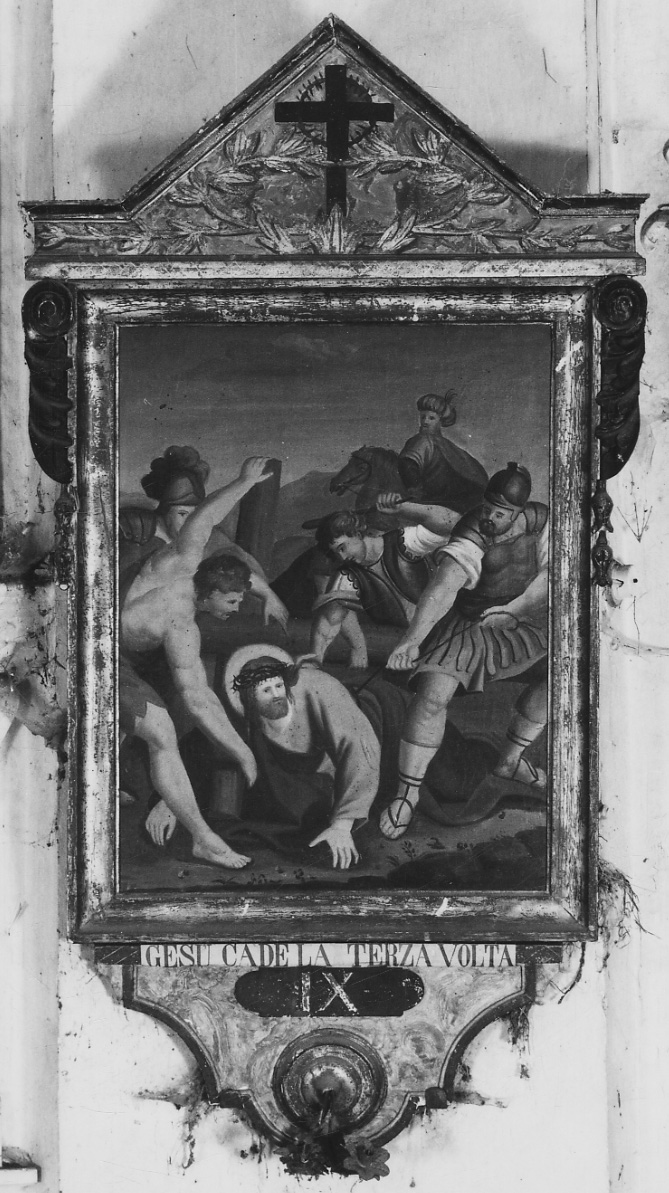 stazione IX: Gesù cade sotto la croce la terza volta (dipinto, elemento d'insieme) - ambito vercellese (prima metà sec. XIX)