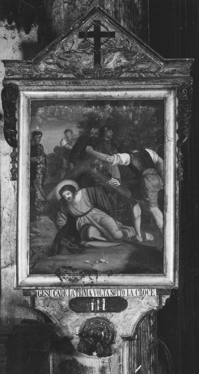 stazione III: Gesù cade sotto la croce la prima volta (dipinto, elemento d'insieme) - ambito vercellese (prima metà sec. XIX)