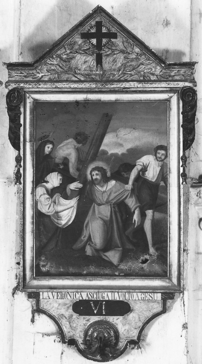stazione VI: Gesù asciugato dalla Veronica (dipinto, elemento d'insieme) - ambito vercellese (prima metà sec. XIX)