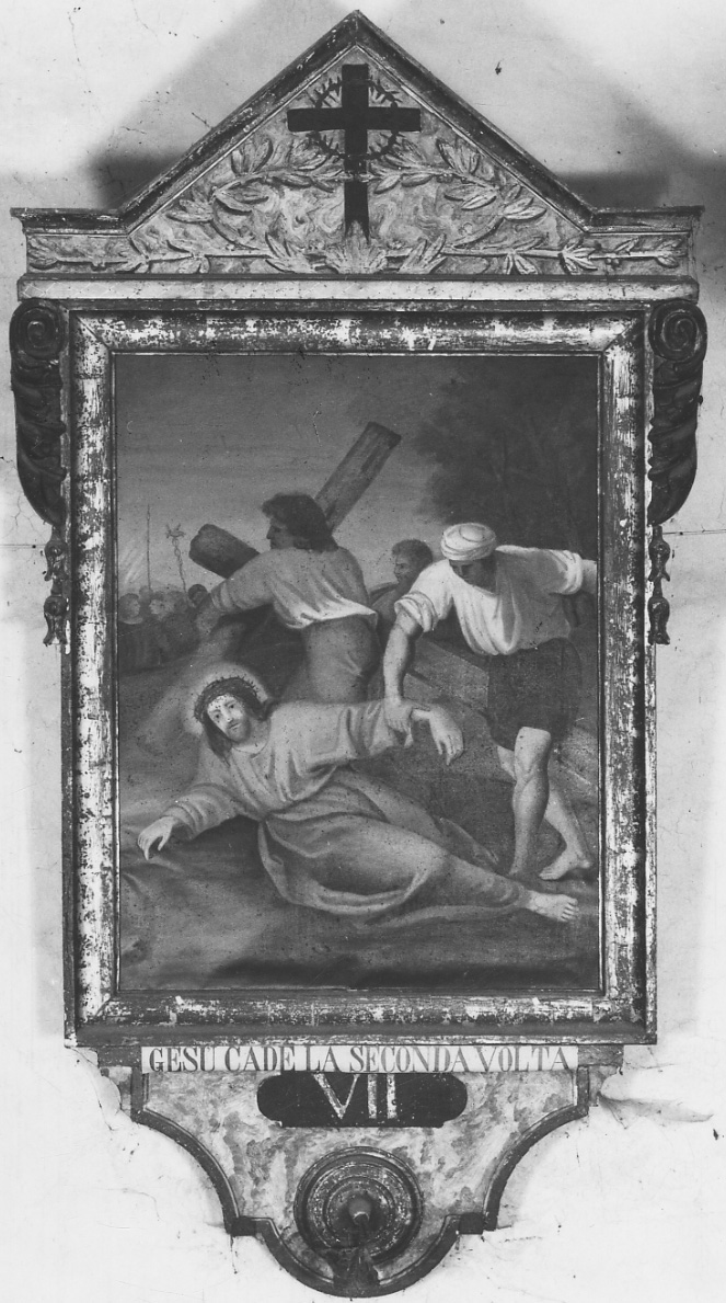 stazione VII: Gesù cade sotto la croce la seconda volta (dipinto, elemento d'insieme) - ambito vercellese (prima metà sec. XIX)