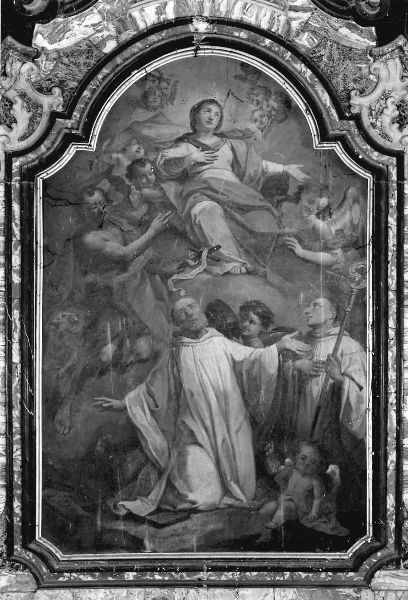 beato Oglerio assiste all'assunzione della Madonna (dipinto, opera isolata) di Mayerle Francesco Antonio (metà sec. XVIII)