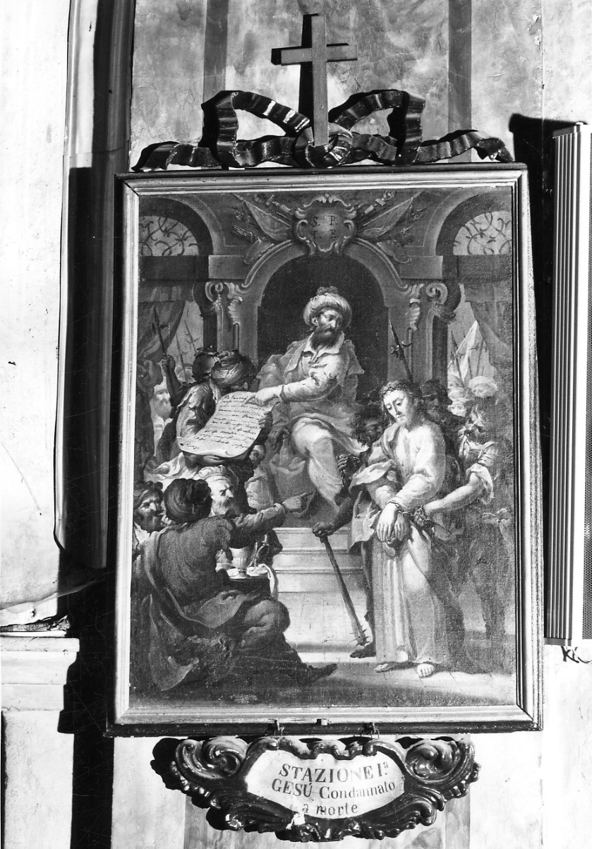 stazione I: Gesù condannato a morte (dipinto, elemento d'insieme) di Gorzio Carlo (seconda metà sec. XVIII)