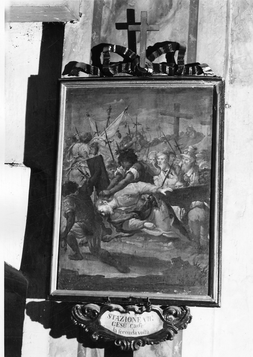 stazione VII: Gesù cade sotto la croce la seconda volta (dipinto, elemento d'insieme) di Gorzio Carlo (seconda metà sec. XVIII)