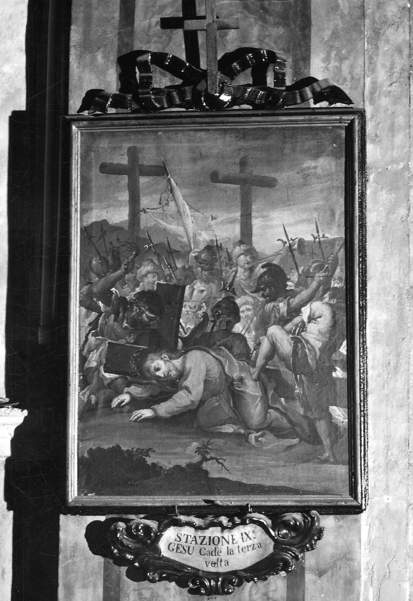 stazione IX: Gesù cade sotto la croce la terza volta (dipinto, elemento d'insieme) di Gorzio Carlo (seconda metà sec. XVIII)