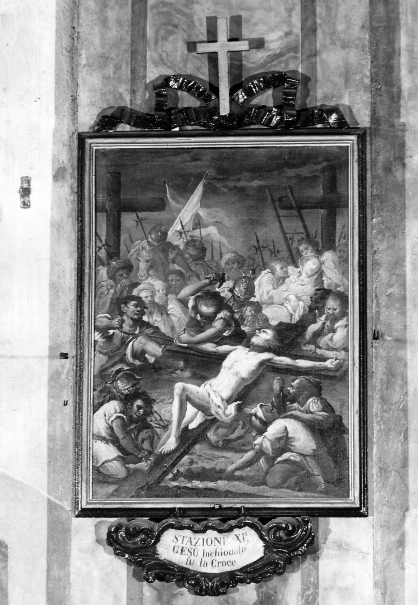 stazione XI: Gesù inchiodato alla croce (dipinto, elemento d'insieme) di Gorzio Carlo (seconda metà sec. XVIII)