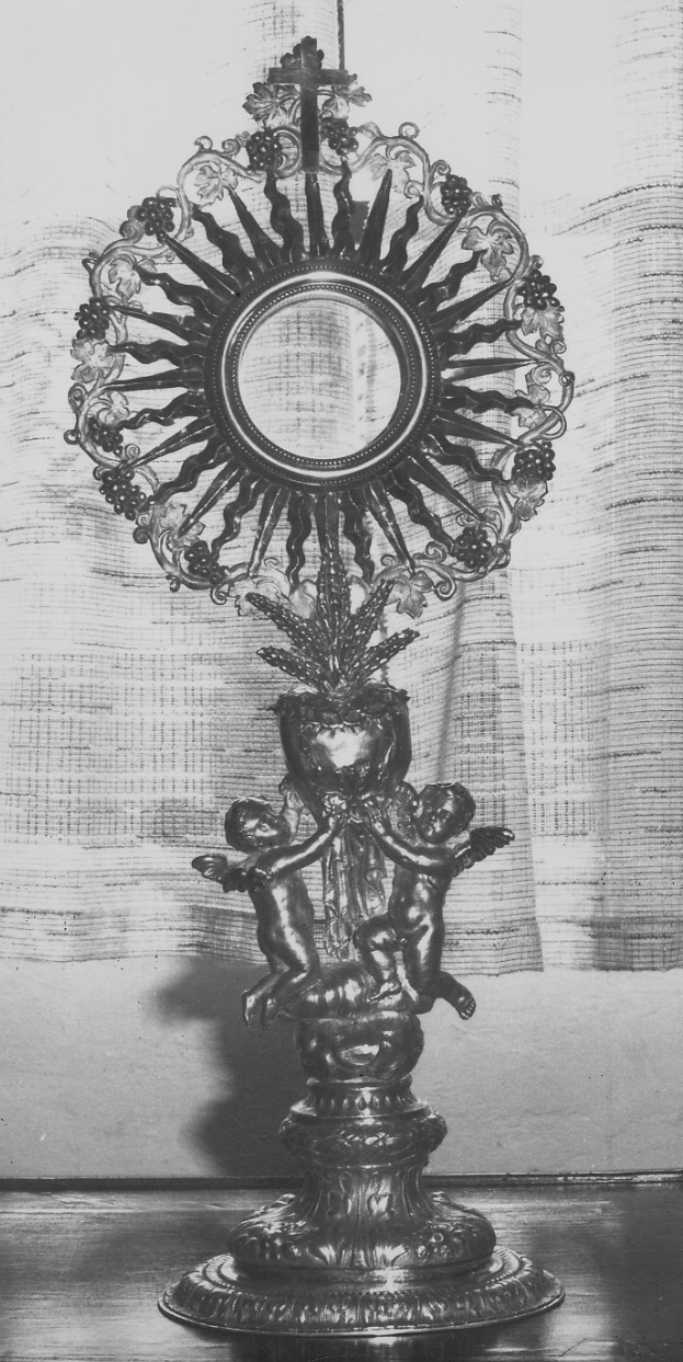 ostensorio - a raggiera, opera isolata - bottega romana, bottega piemontese (prima metà sec. XVIII)