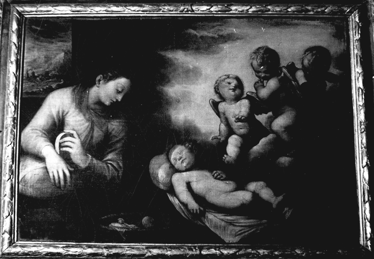 Madonna che contempla Gesù Bambino dormiente (dipinto, opera isolata) di Caccia Guglielmo detto Moncalvo (attribuito) (fine/inizio secc. XVI/ XVII)
