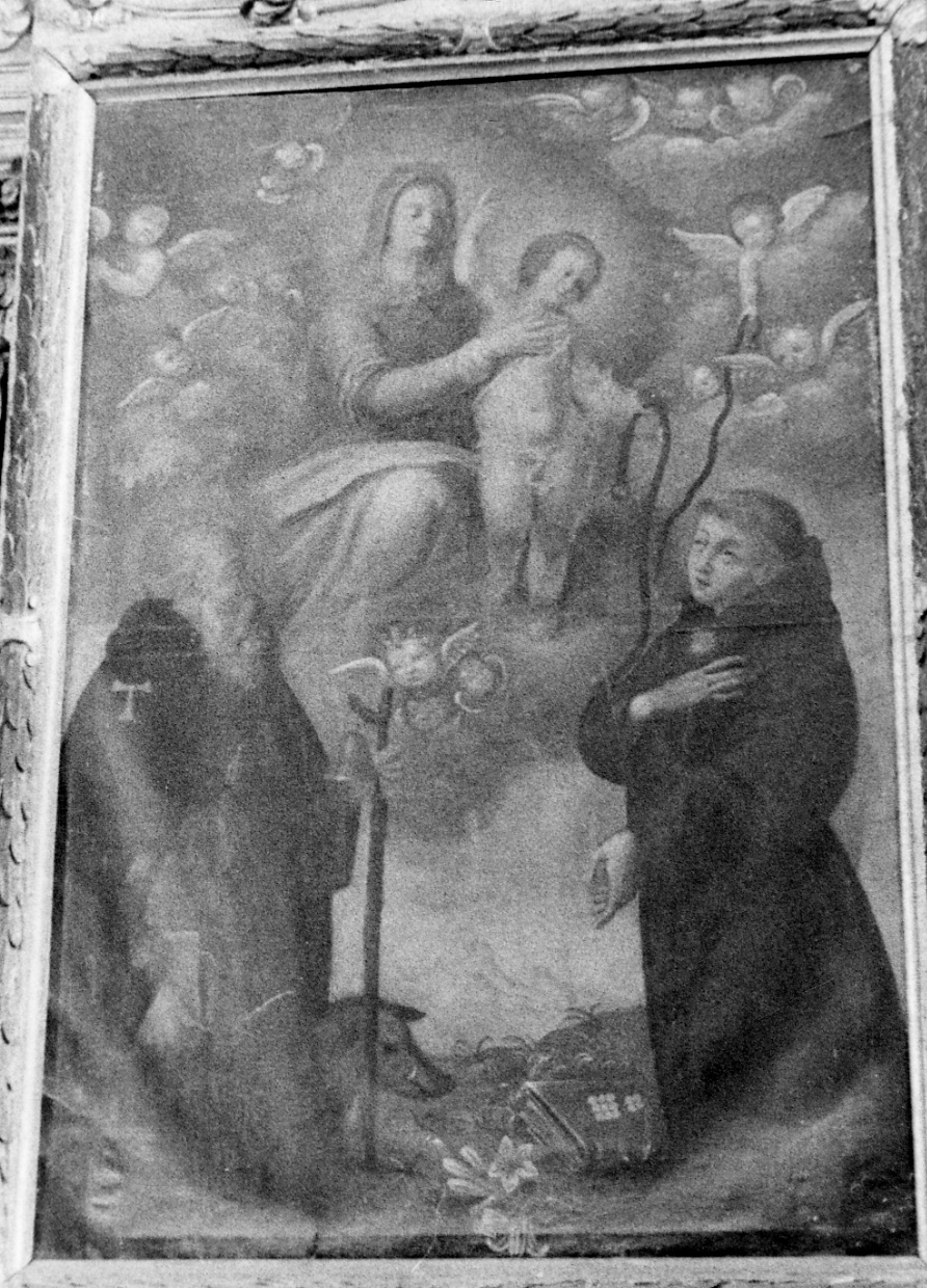 apparizione della Madonna con Bambino a Sant'Antonio da Padova e San Tommaso d'Acquino (dipinto, opera isolata) di Lanino Bernardino (attribuito) (primo quarto sec. XVII)