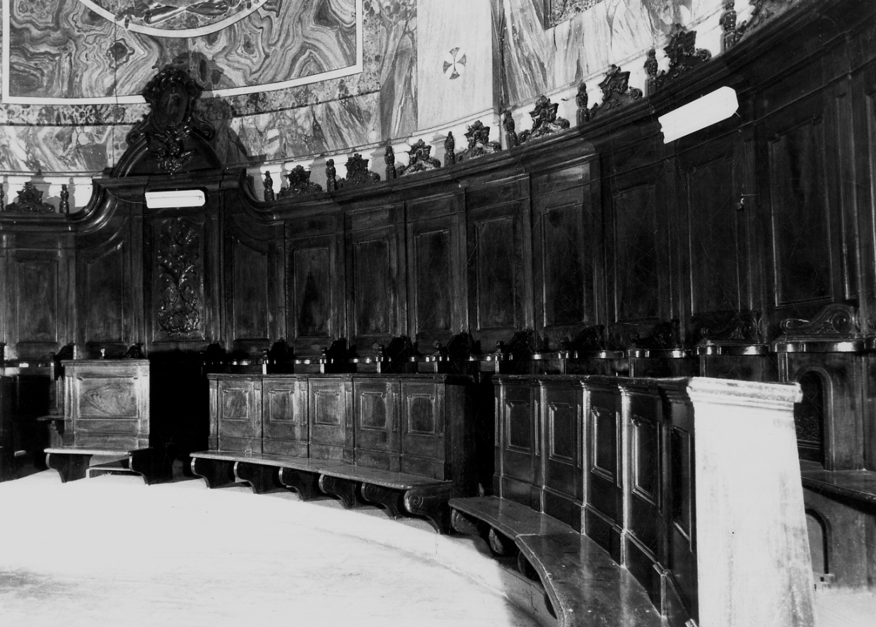 stalli del coro, opera isolata di De Vecchi Giovanni Antonio (prima metà sec. XIX)