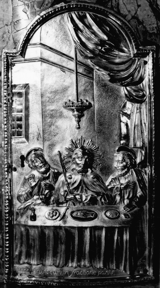 cena in Emmaus (sportello di tabernacolo, opera isolata) di Sezzano Giovanni Martino, Tartara Onofrio (metà sec. XVIII)