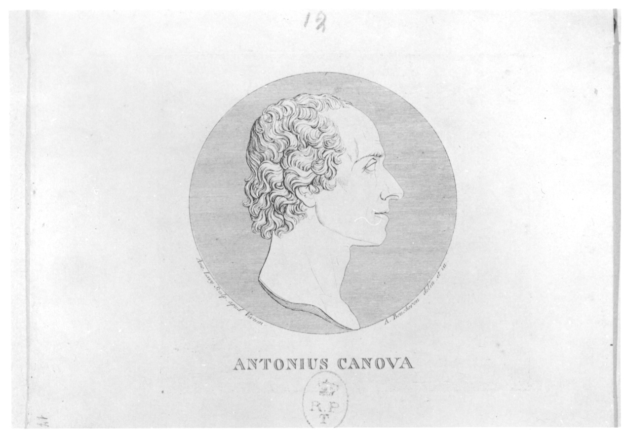 ritratto di Antonio Canova (stampa) di Boucheron Angelo Michele, Lavy Amedeo (primo quarto sec. XIX)