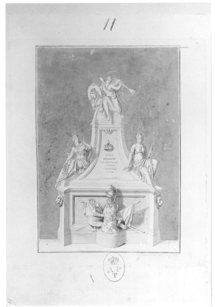 monumento funerario di Vittorio Amedeo II di Savoia (stampa colorata a mano) di Boucheron Angelo Michele, Martinez Francesco (primo quarto sec. XIX)