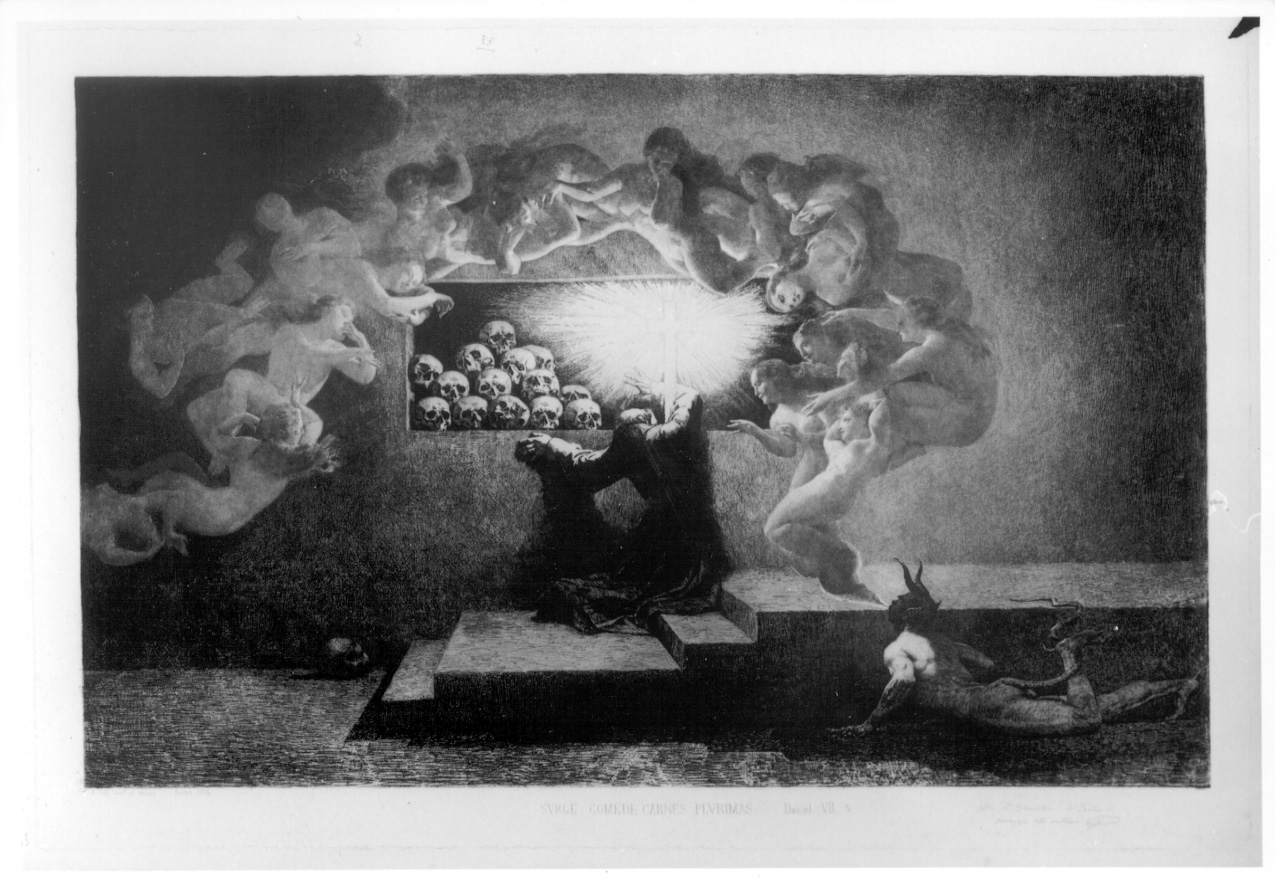 Sogno del profeta Daniele, visioni di Daniele (stampa) di Gilli Alberto Maso (sec. XIX)