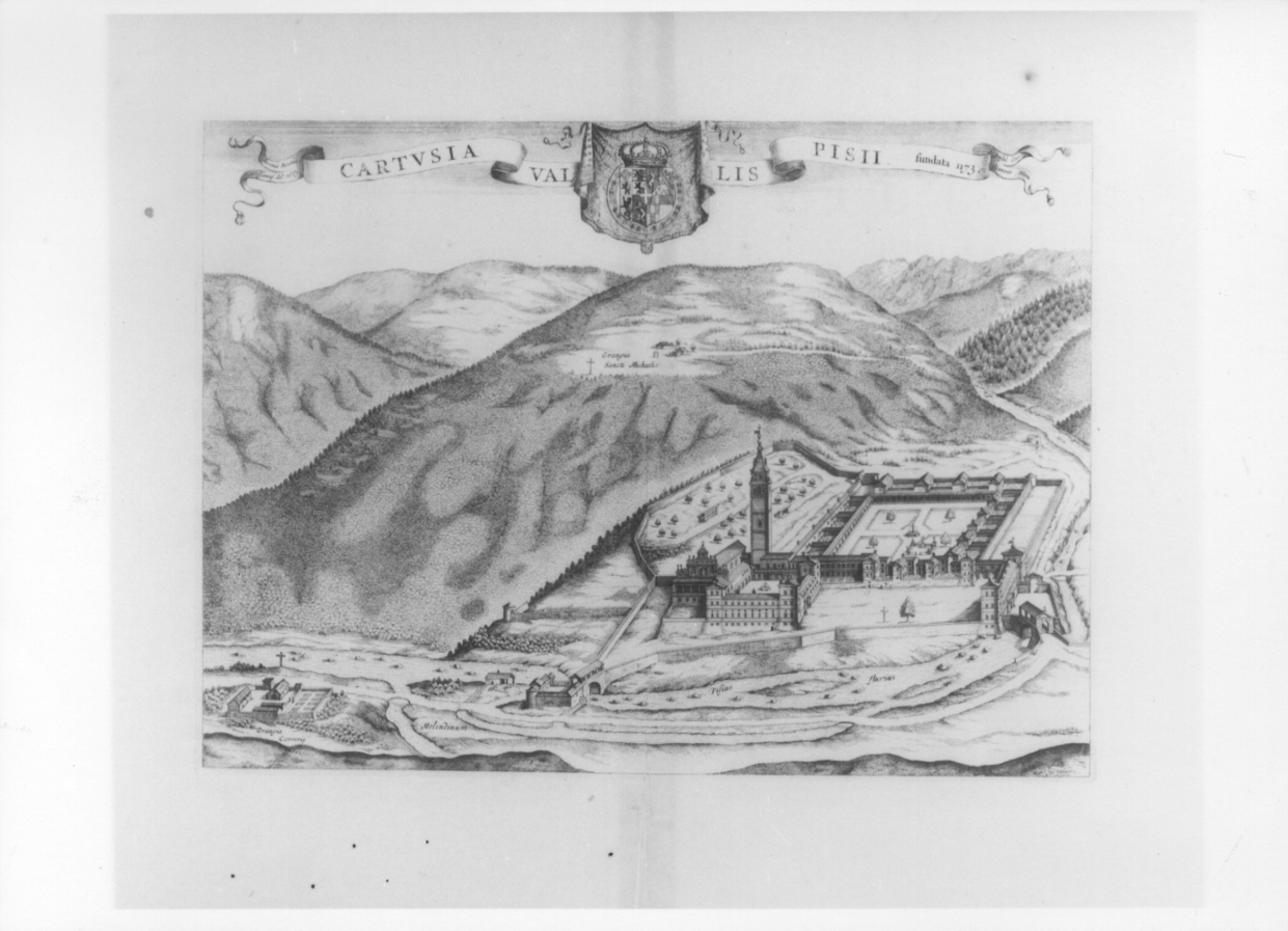 veduta della Certosa di Chiusa Pesio (stampa, serie) di Boetto Giovenale (sec. XVII)