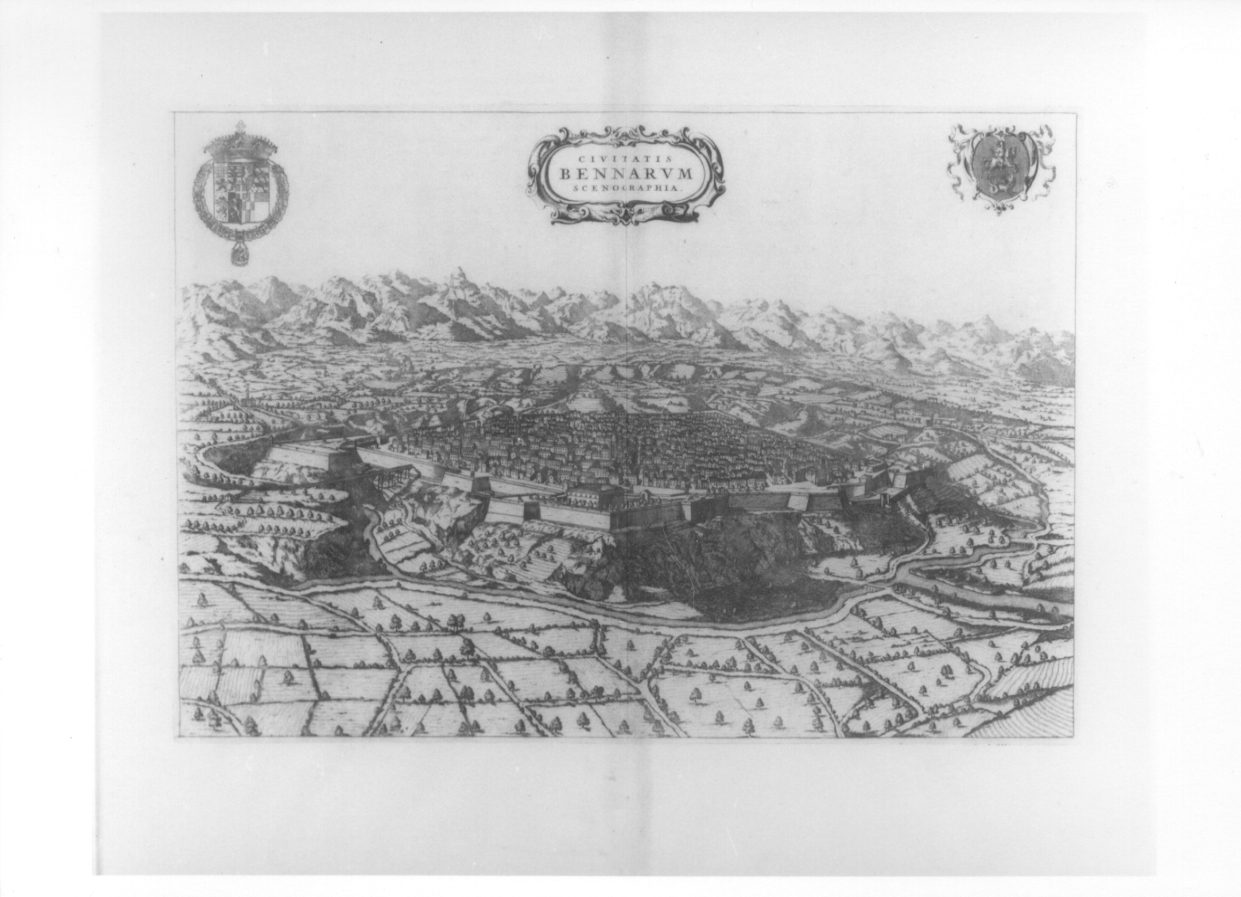 veduta di Benevagienna (stampa, serie) di Borgonio Giovanni Tommaso (sec. XVII)