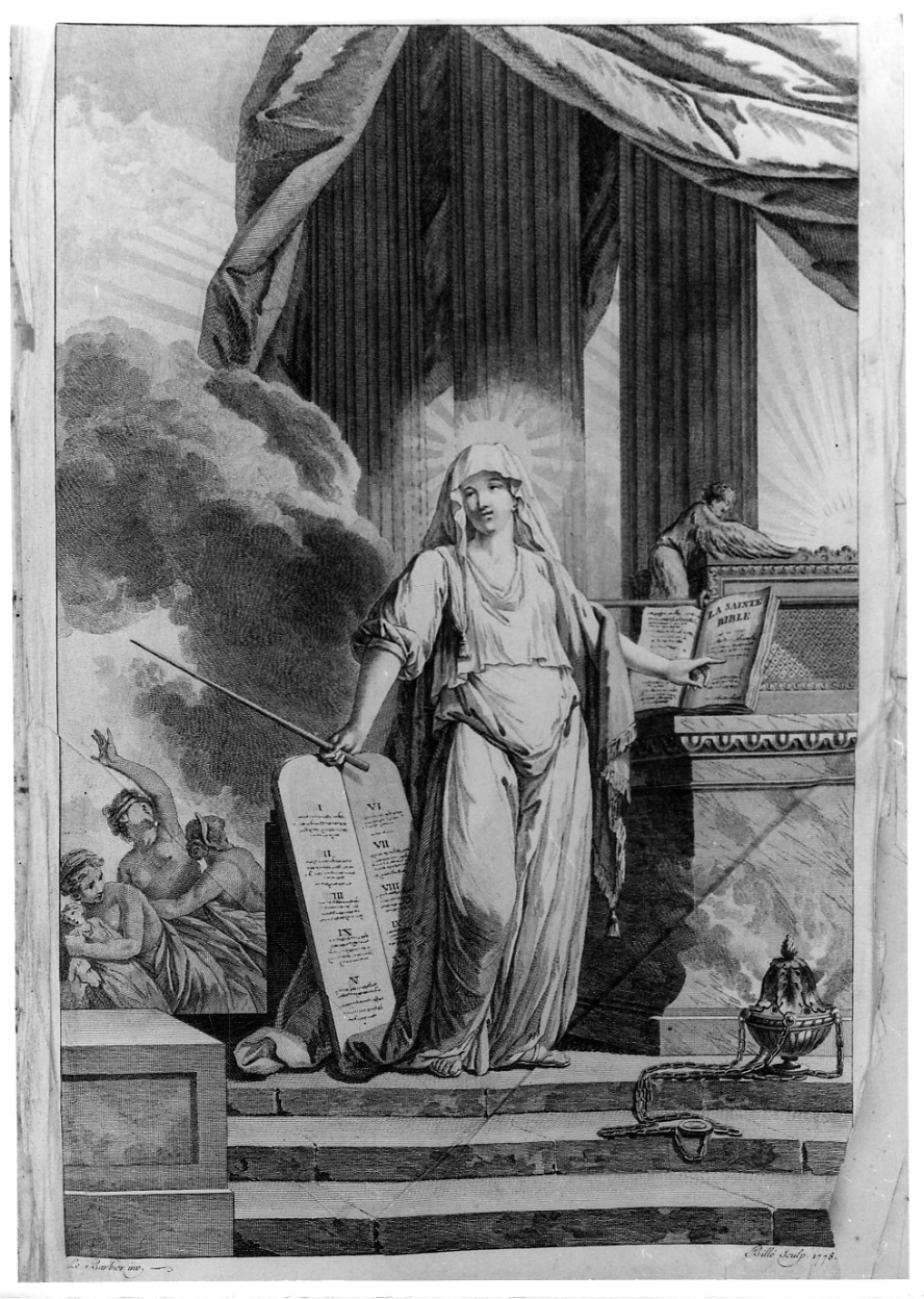 allegoria della Fede (stampa) di Le Barbier Jean Jacques François (attribuito), Bille H (attribuito) (ultimo quarto sec. XVIII)