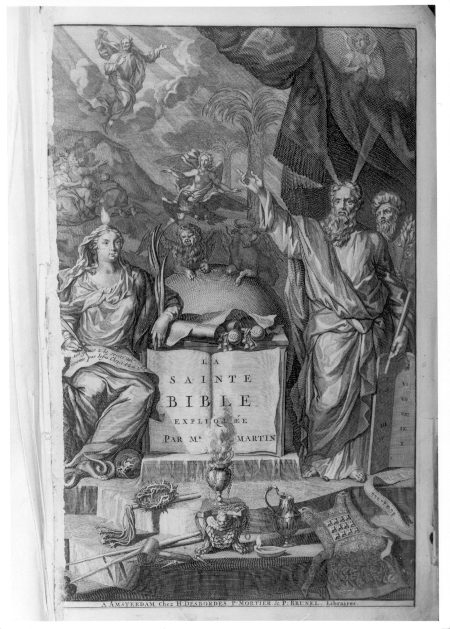 Mosè e la Fede, simboli ed episodi biblici (stampa) - ambito olandese (?) (inizio sec. XVIII)